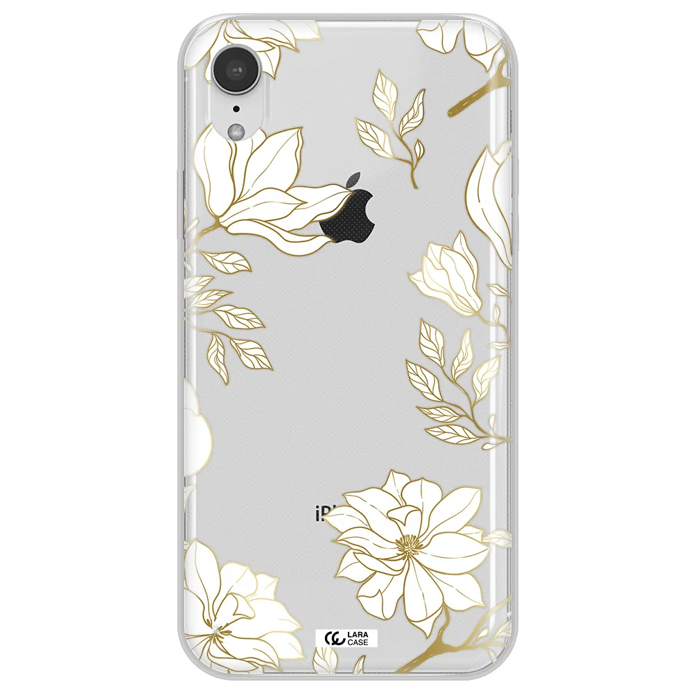 Golden And White Flower Apple iPhone XR Clear TPU Case