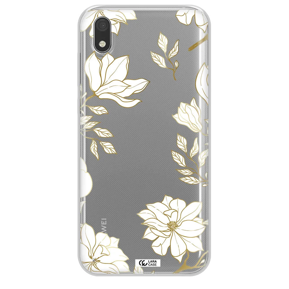 Golden And White Flower Huawei Honor 8S Clear TPU Case