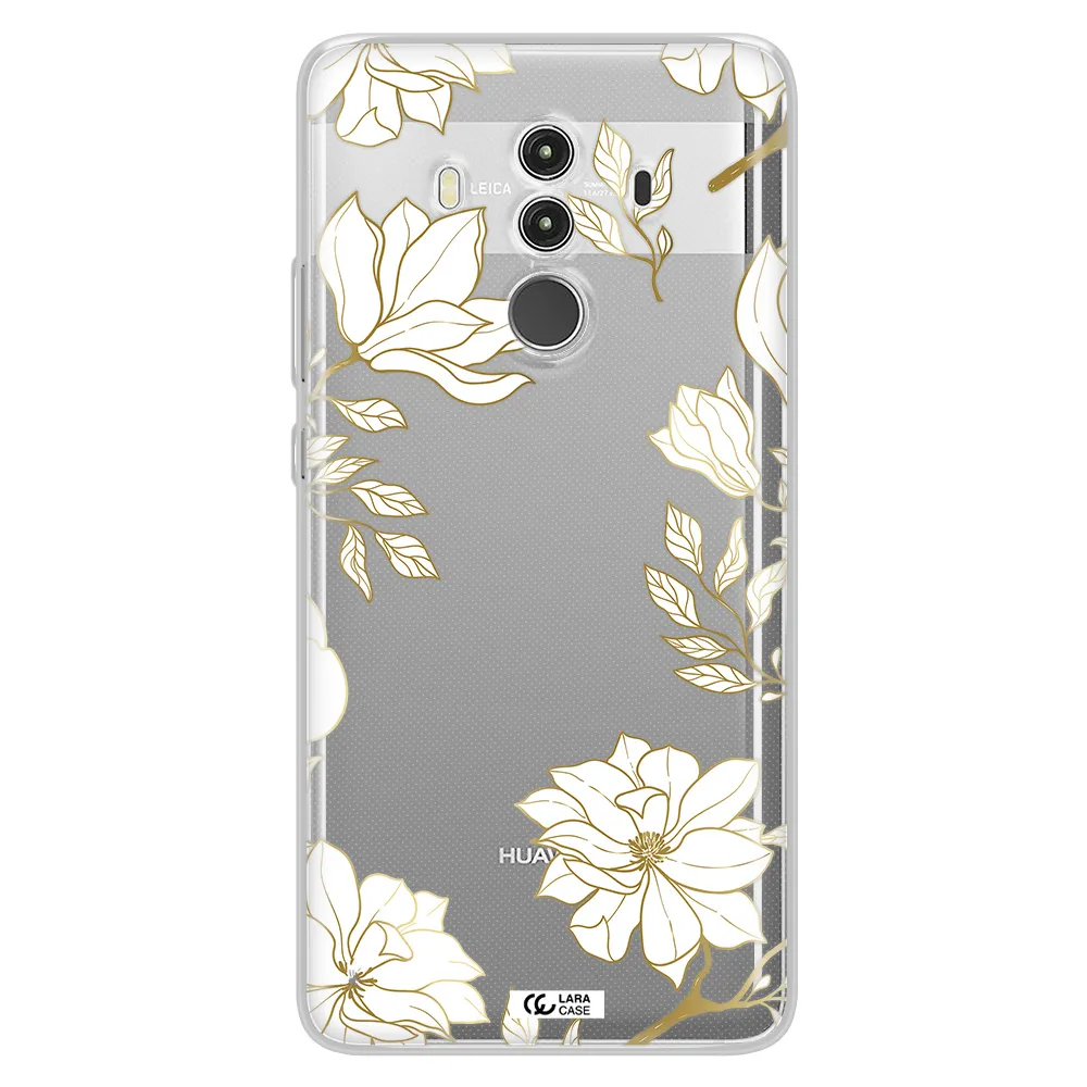Golden And White Flower Huawei Mate 10 Clear TPU Case