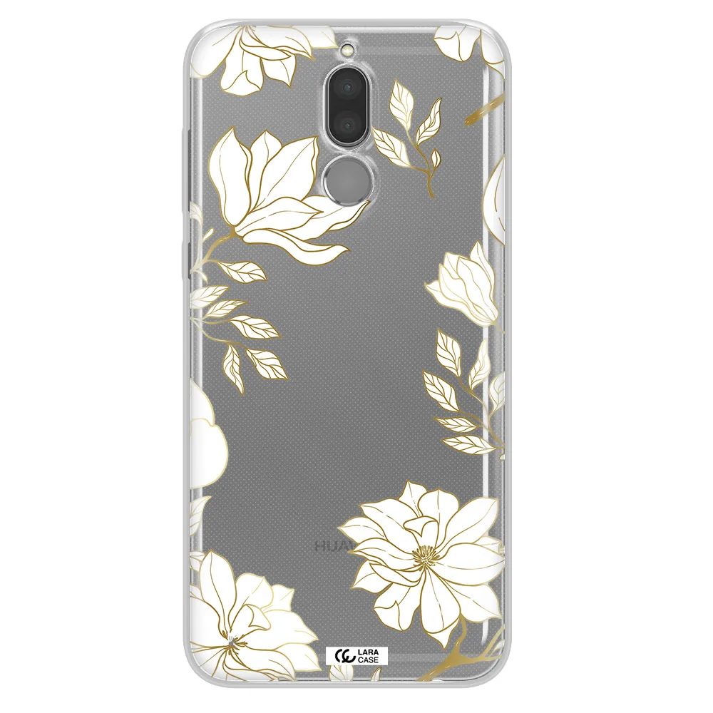 Golden And White Flower Huawei Mate 10 Lite Clear TPU Case