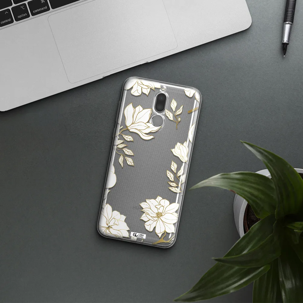 Golden And White Flower Huawei Mate 10 Lite Clear TPU Case