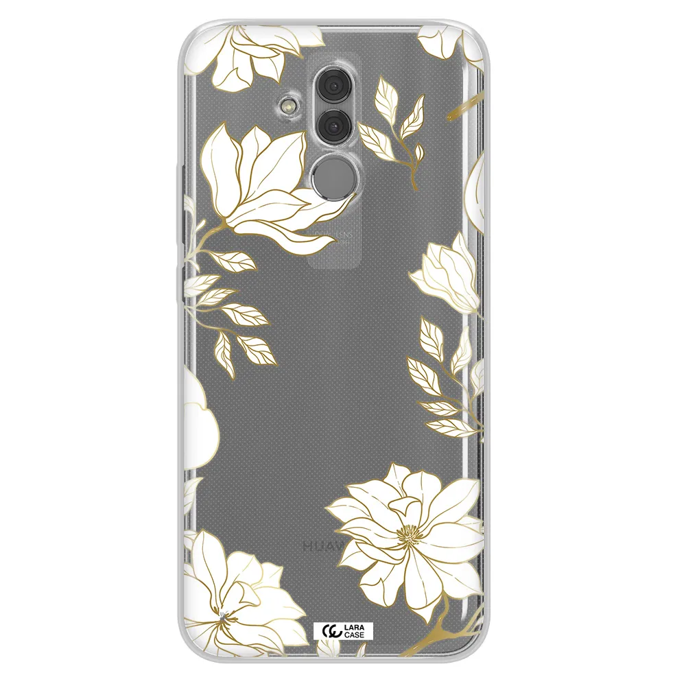 Golden And White Flower Huawei Mate 20 Lite Clear TPU Case