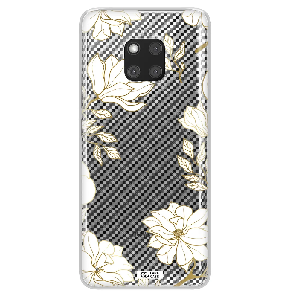 Golden And White Flower Huawei Mate 20 Pro Clear TPU Case