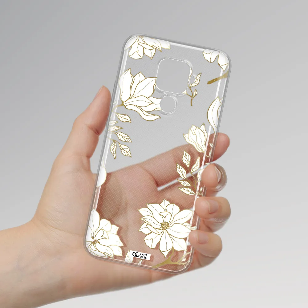 Golden And White Flower Huawei Mate 30 Lite Clear TPU Case