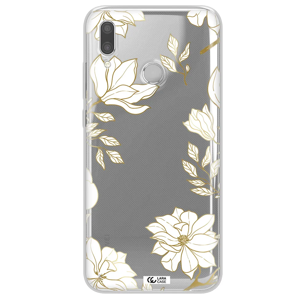 Golden And White Flower Huawei P Smart 2019 Clear TPU Case