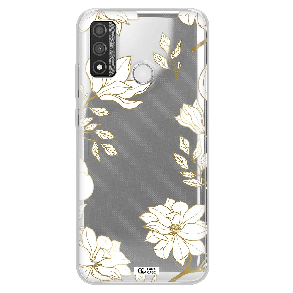 Golden And White Flower Huawei P Smart 2020 Clear TPU Case