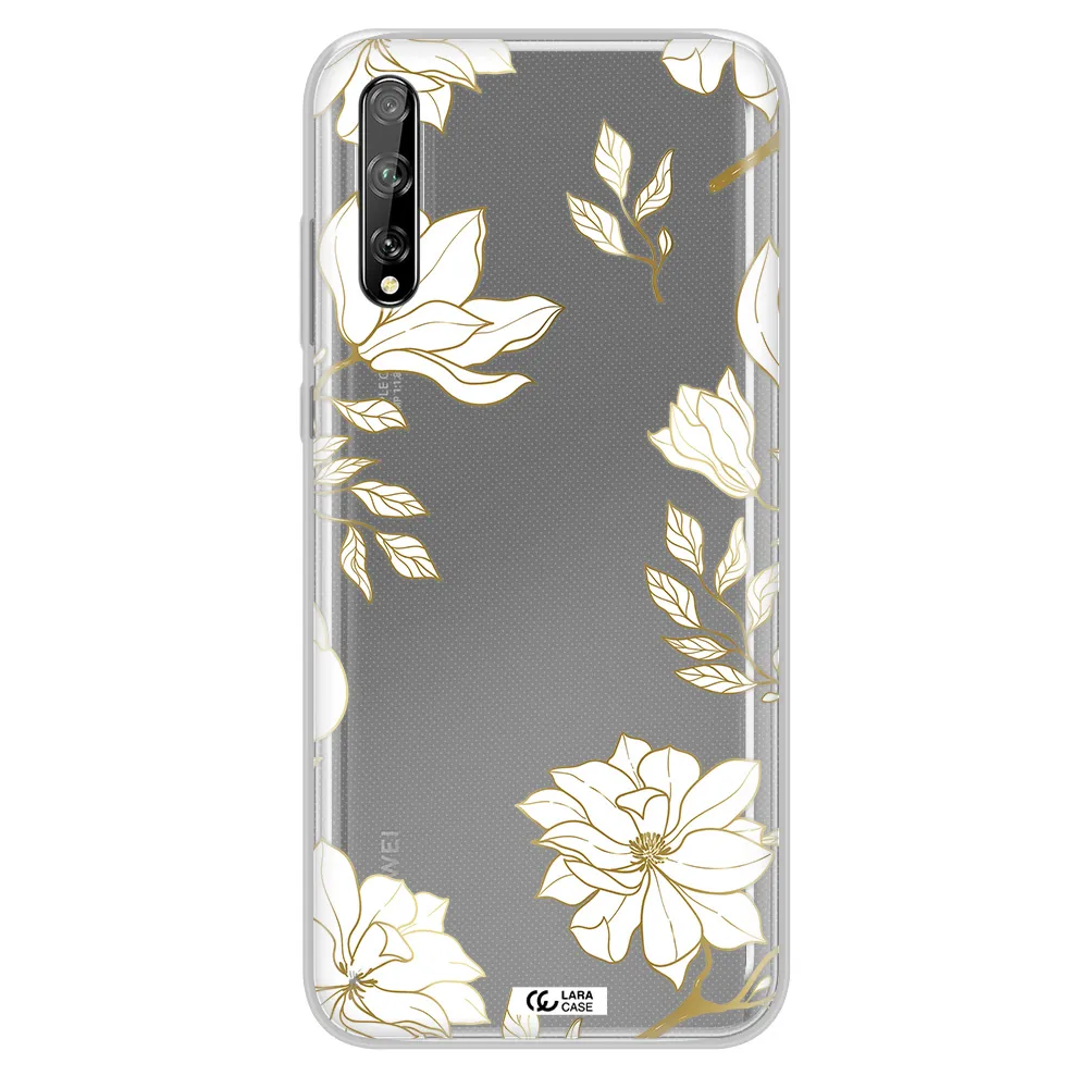 Golden And White Flower Huawei P Smart S Clear TPU Case