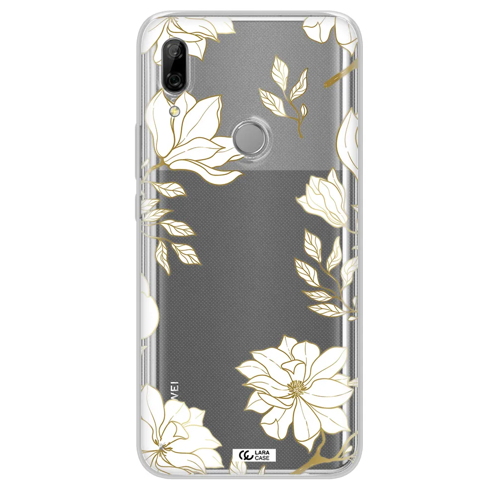 Golden And White Flower Huawei P Smart Z Clear TPU Case
