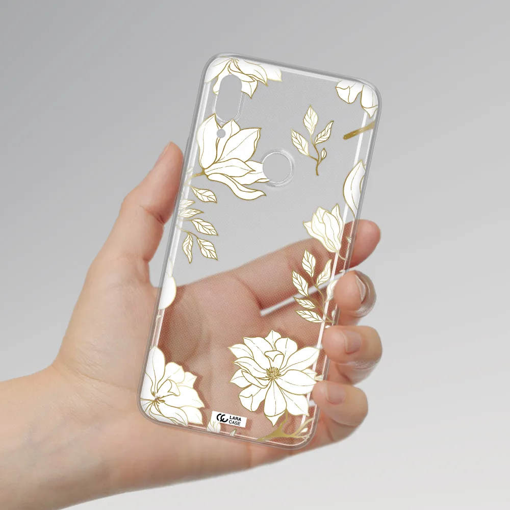 Golden And White Flower Huawei P Smart Z Clear TPU Case