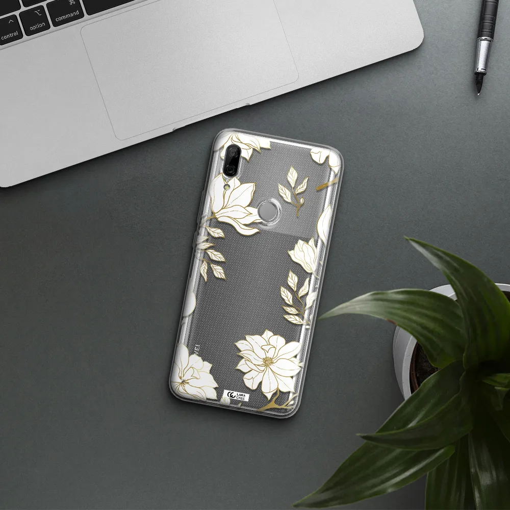 Golden And White Flower Huawei P Smart Z Clear TPU Case
