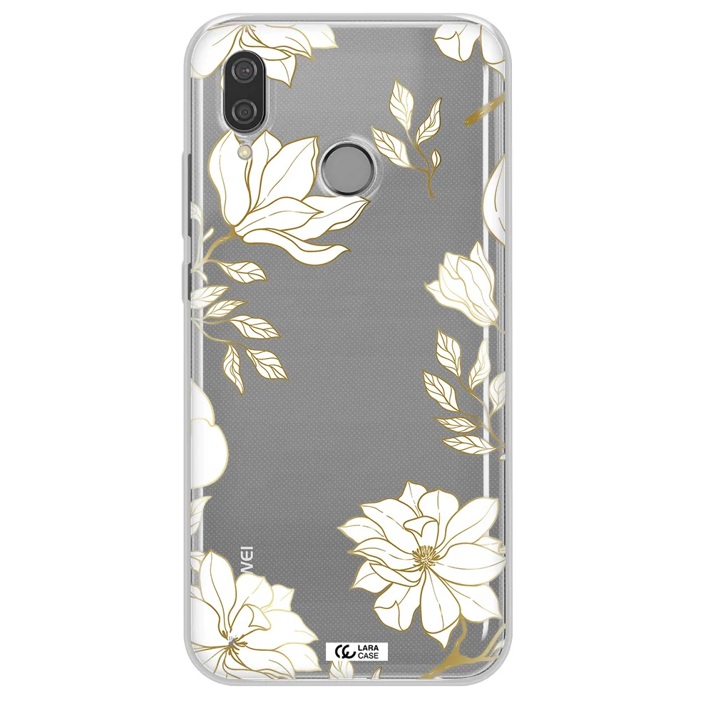 Golden And White Flower Huawei P20 Lite Clear TPU Case