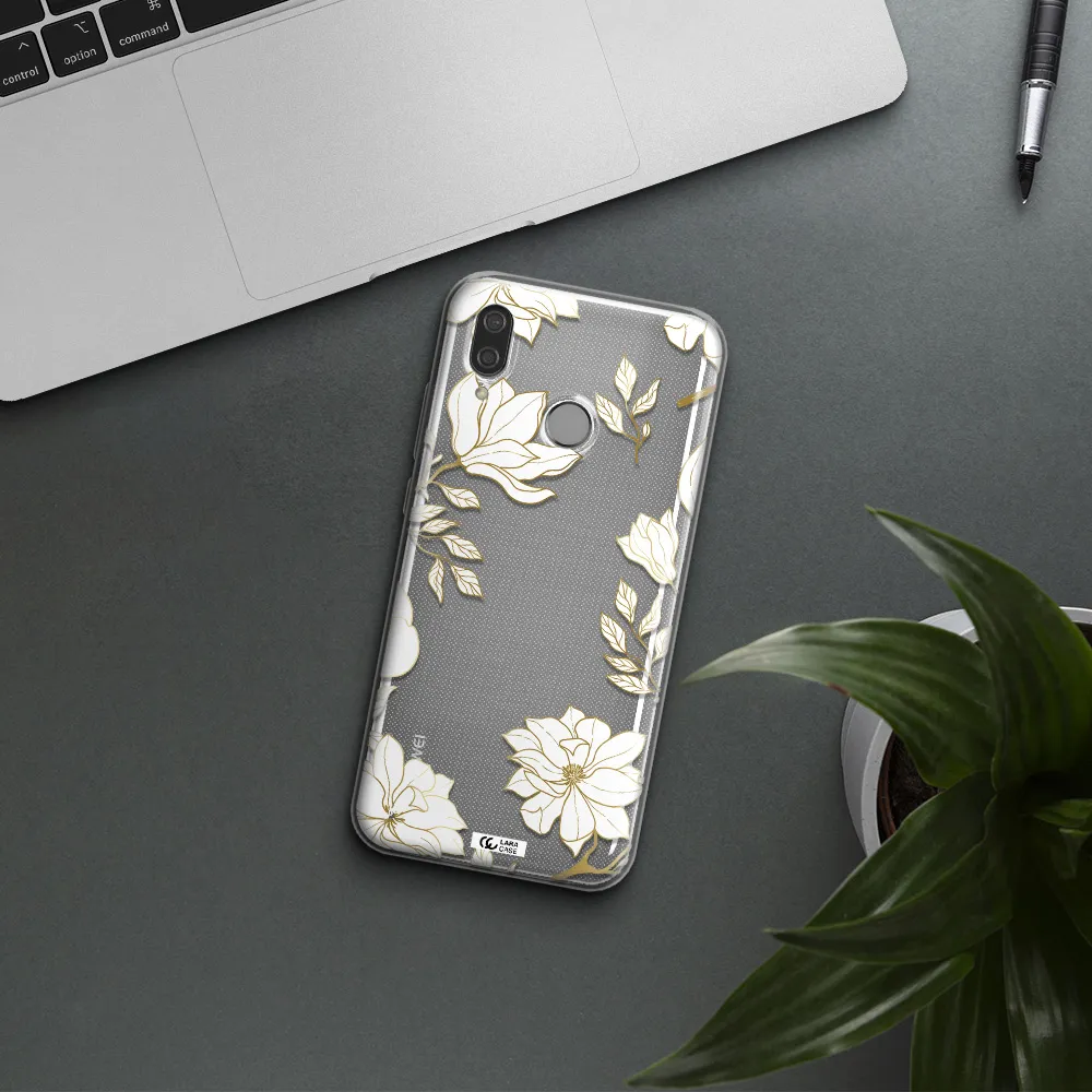 Golden And White Flower Huawei P20 Lite Clear TPU Case