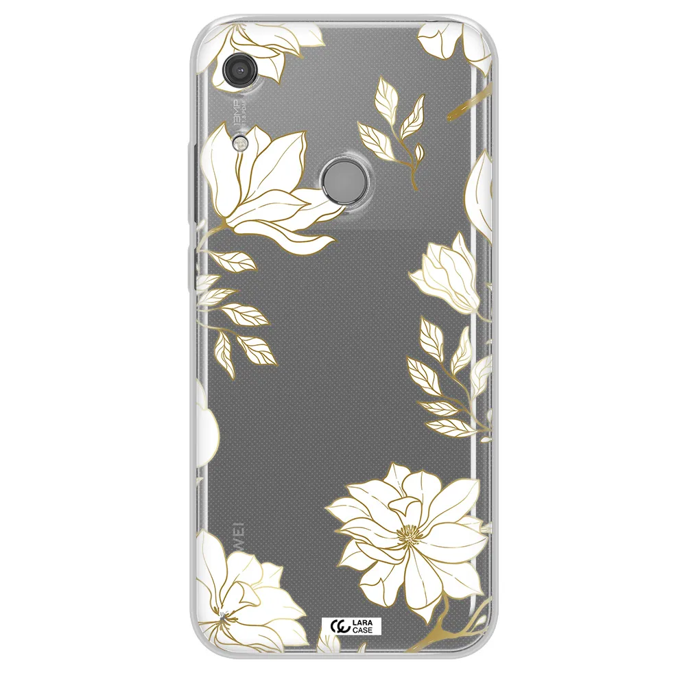 Golden And White Flower Huawei Y6S Clear TPU Case