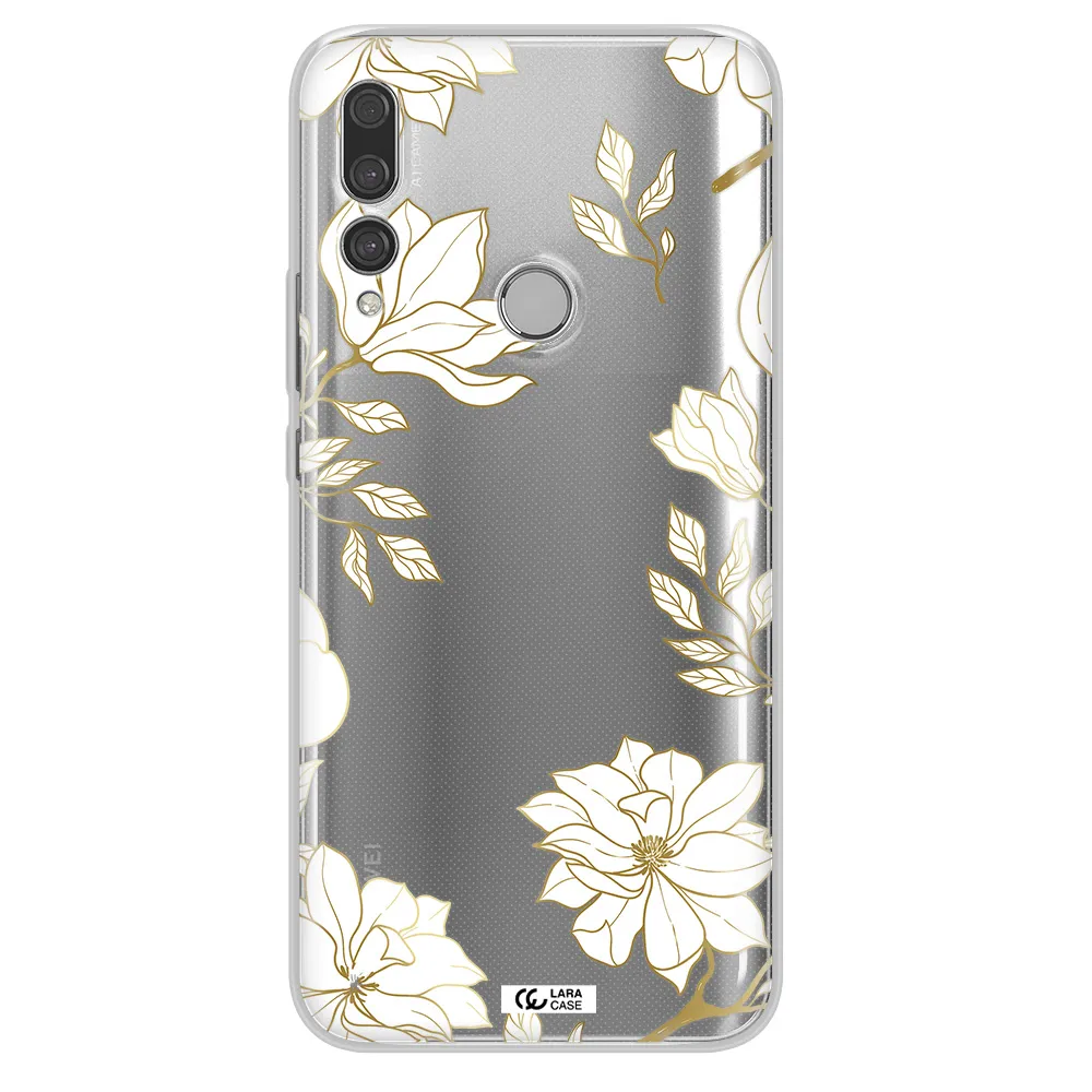 Golden And White Flower Huawei Y9 Prime 2019 Clear TPU Case