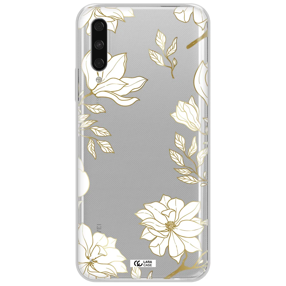 Golden And White Flower Huawei Y9S Clear Tpu Case
