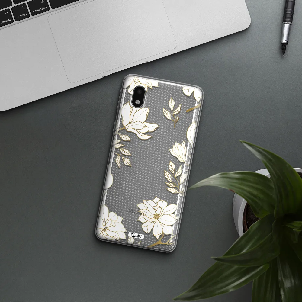 Golden And White Flower Samsung A01 Core Clear Tpu Case