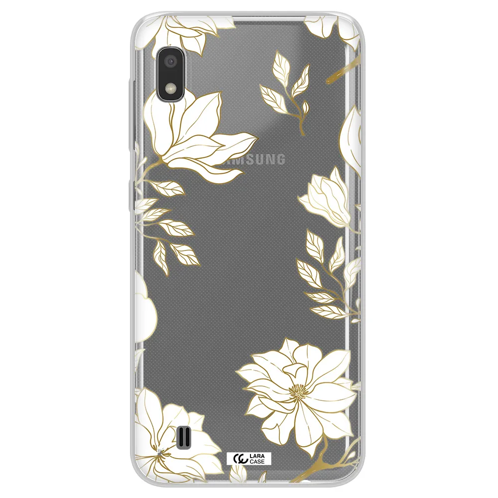 Golden And White Flower Samsung A10 Clear TPU Case