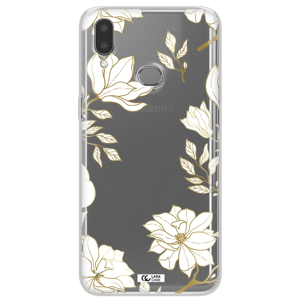 Golden And White Flower Samsung A10S Clear TPU Case