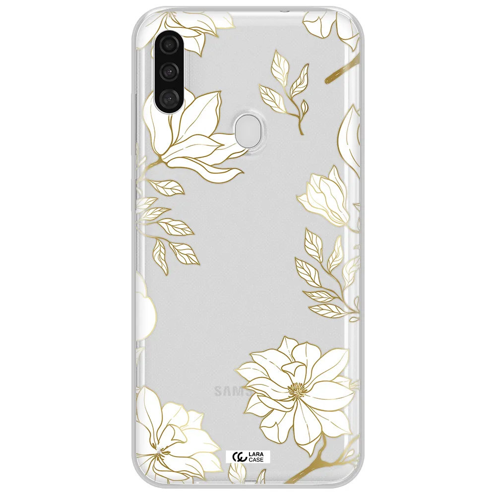 Golden And White Flower Samsung A11 Clear TPU Case