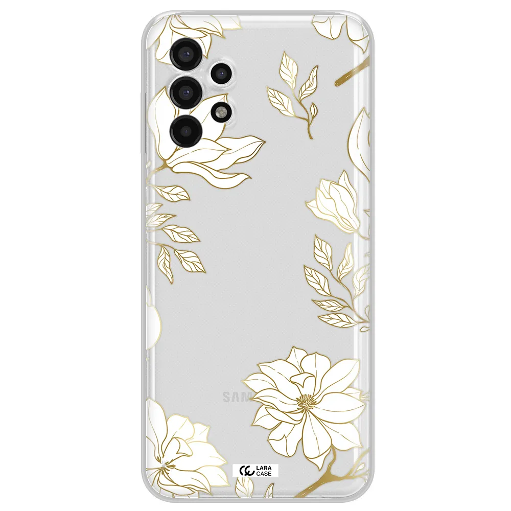 Golden And White Flower Samsung A13 4g Clear TPU Case