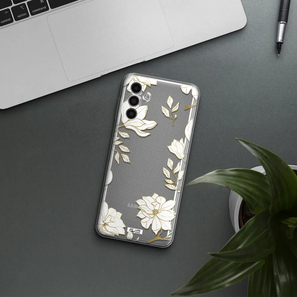 Golden And White Flower Samsung A13 5G Clear Tpu Case