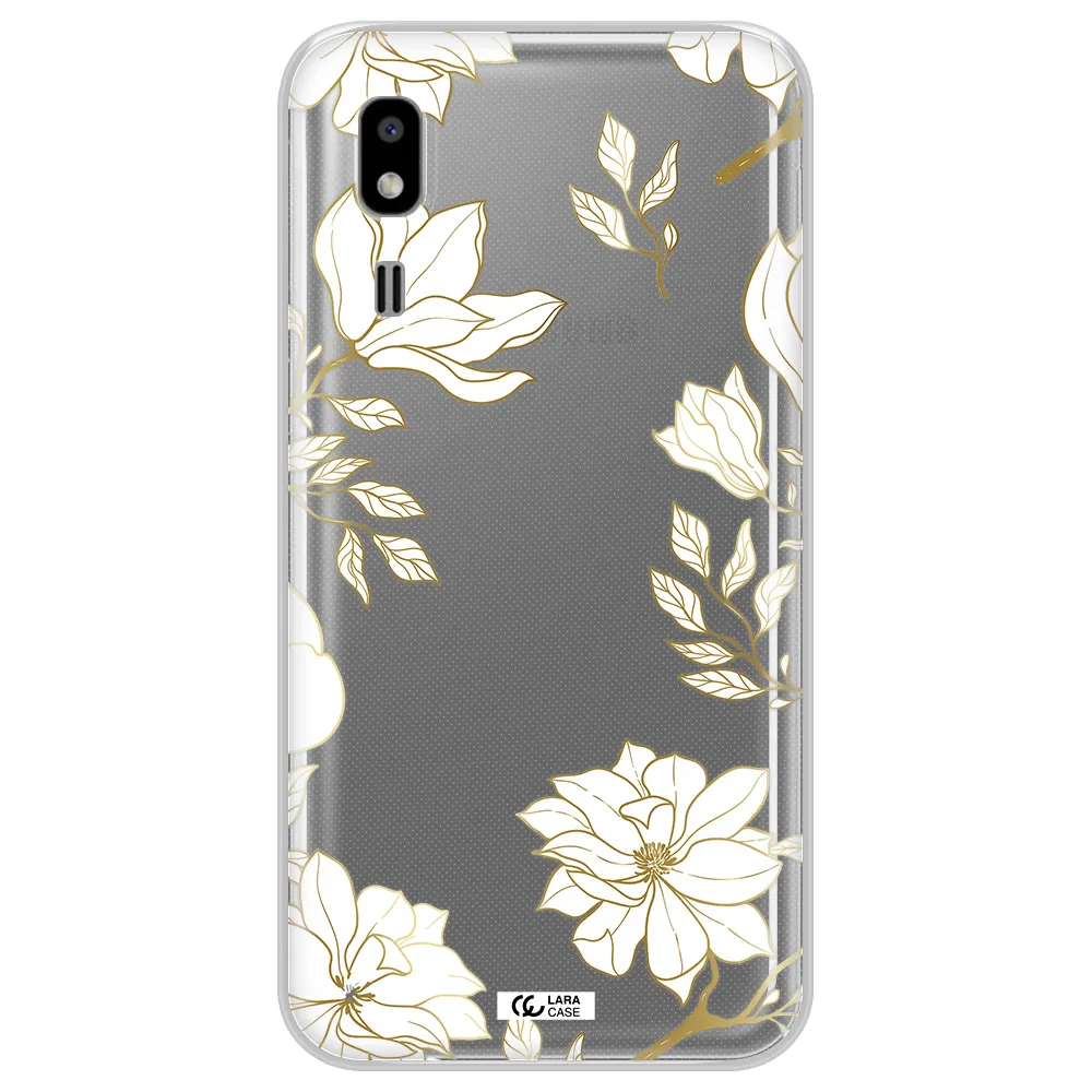 Golden And White Flower Samsung A2 Core Clear TPU Case