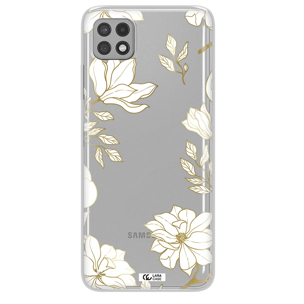 Golden And White Flower Samsung A22 5g Clear TPU Case