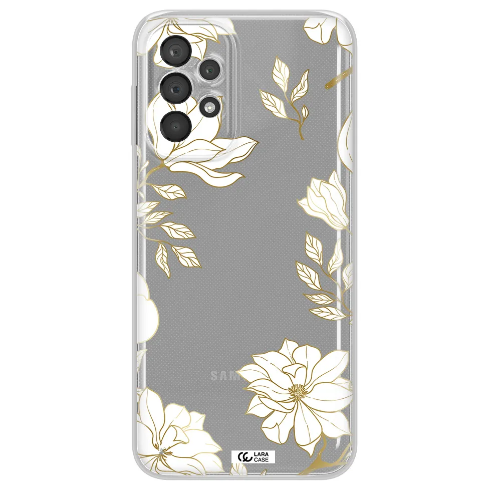 Golden And White Flower Samsung A23 5G Clear Tpu Case