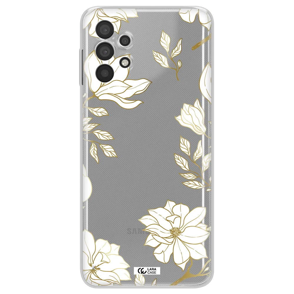 Golden And White Flower Samsung A32 4G Clear Tpu Case