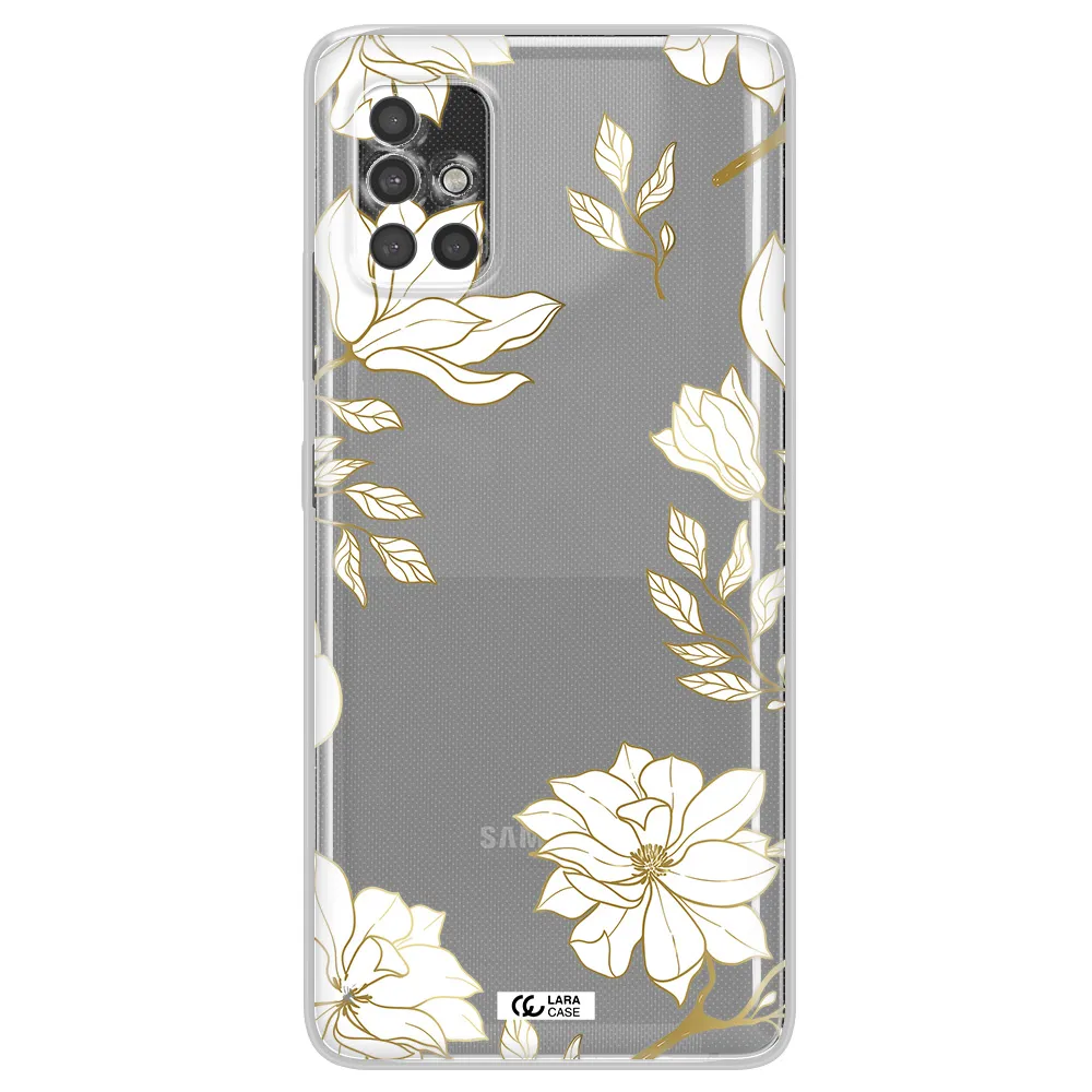 Golden And White Flower Samsung A40S Clear Tpu Case