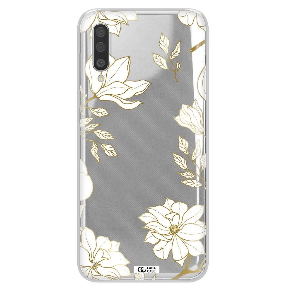 Golden And White Flower Samsung A50S Clear Tpu Case