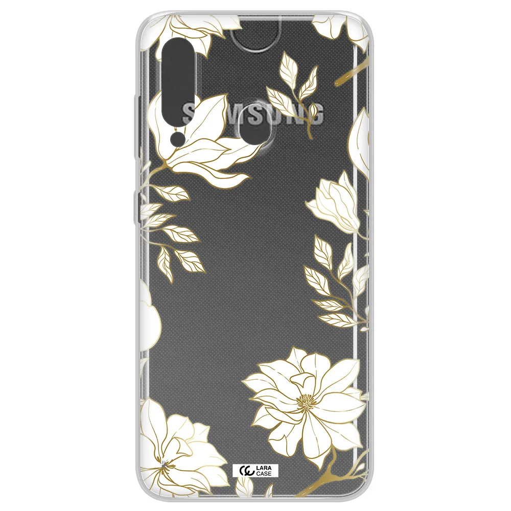 Golden And White Flower Samsung A60 Clear TPU Case