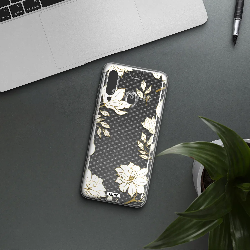 Golden And White Flower Samsung A60 Clear TPU Case
