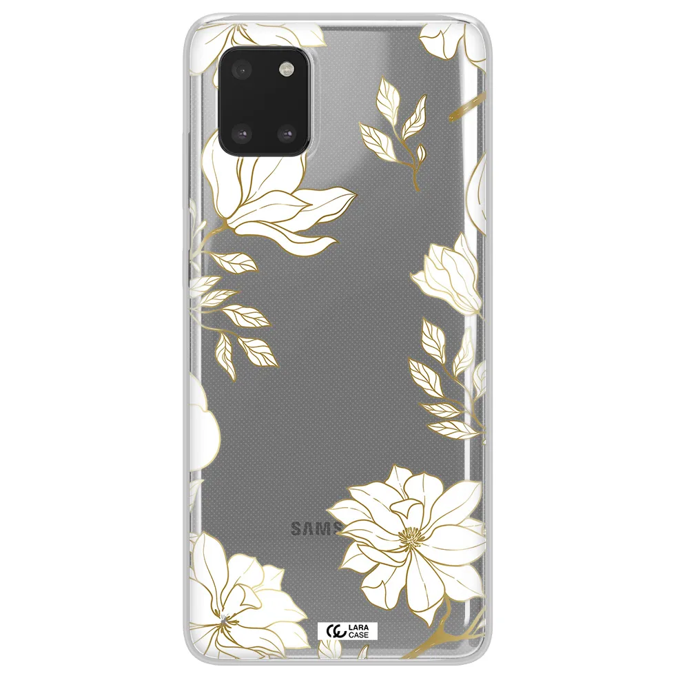 Golden And White Flower Samsung A81 Clear TPU Case