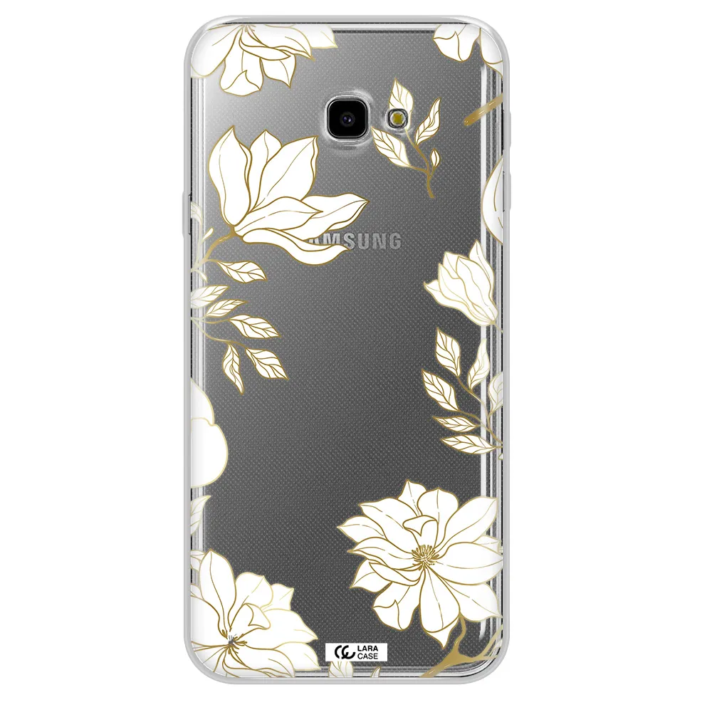 Golden And White Flower Samsung J4 Plus Clear TPU Case