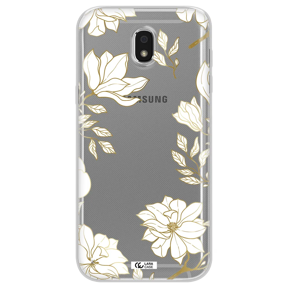 Golden And White Flower Samsung J5 2017 Clear TPU Case