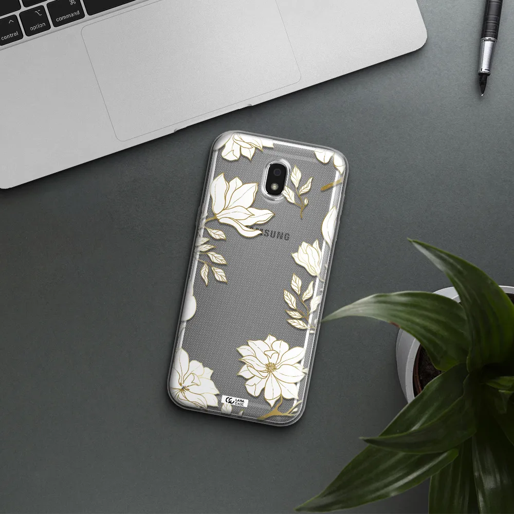 Golden And White Flower Samsung J5 2017 Clear TPU Case