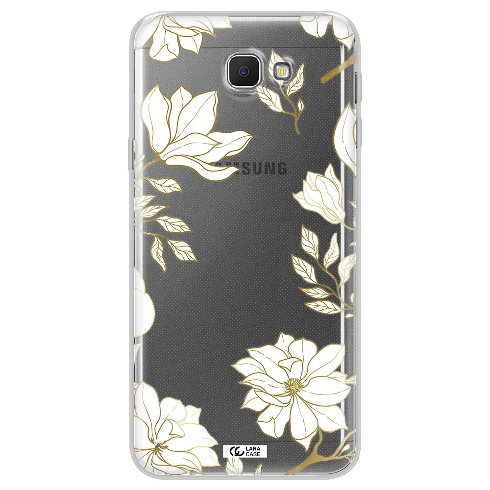 Golden And White Flower Samsung J5 Prime Clear TPU Case