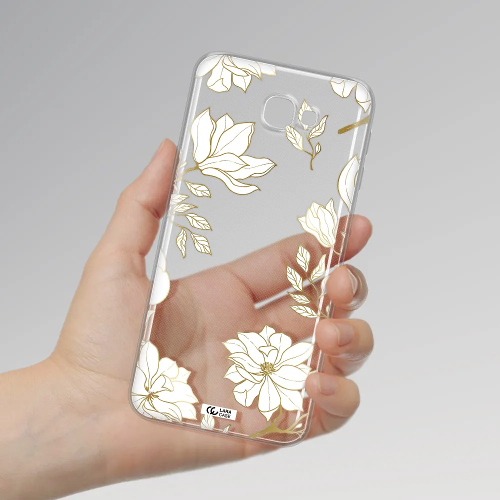 Golden And White Flower Samsung J5 Prime Clear TPU Case