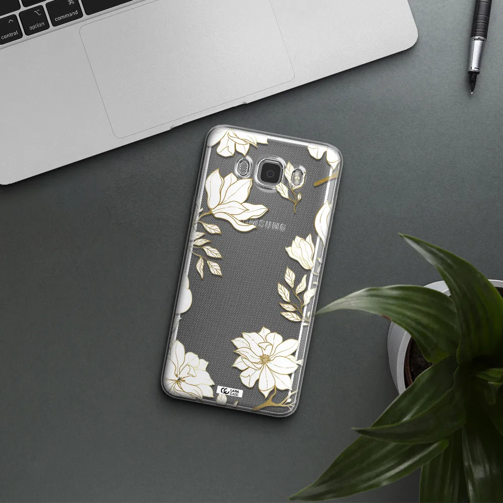 Golden And White Flower Samsung J7 2016 Clear TPU Case