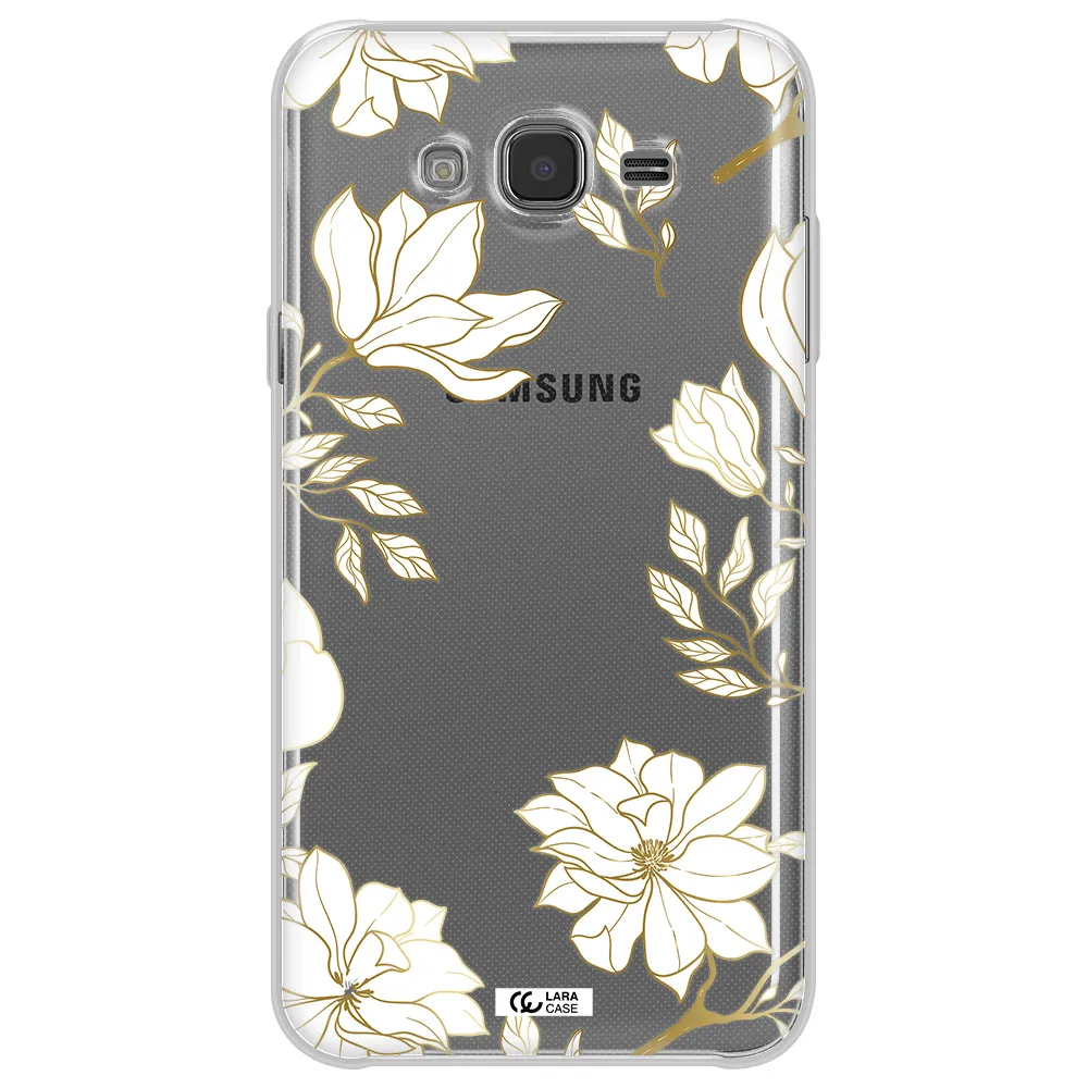 Golden And White Flower Samsung J7 Clear TPU Case