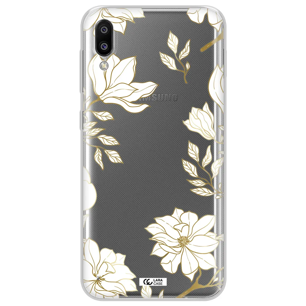 Golden And White Flower Samsung M10 Clear TPU Case