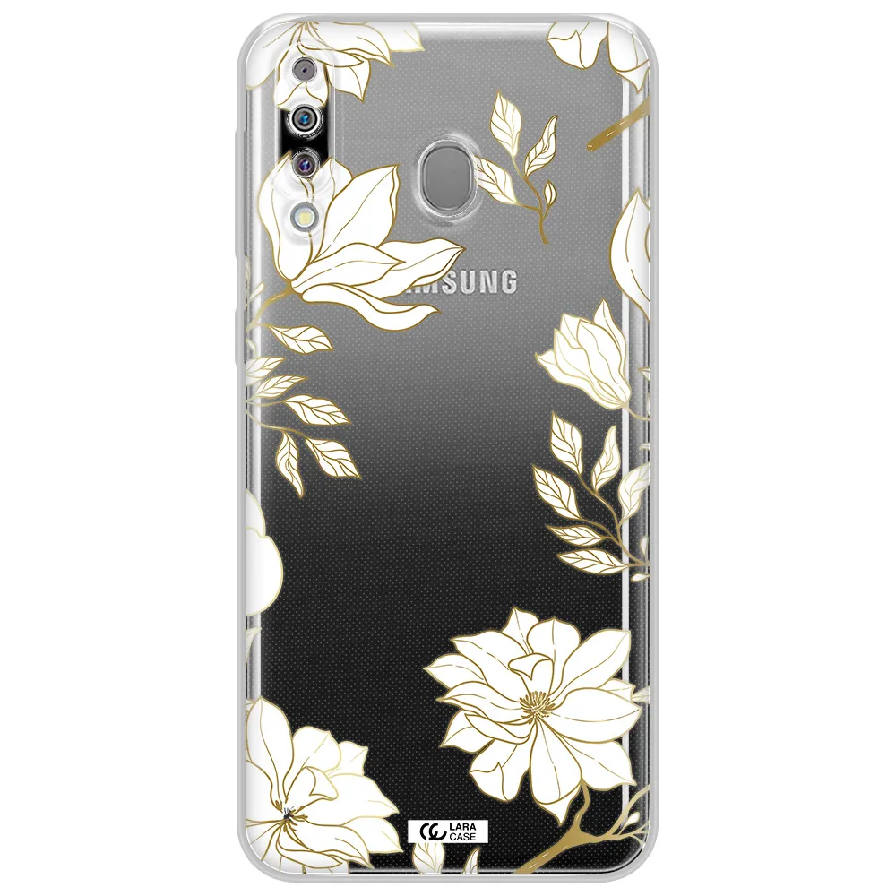 Golden And White Flower Samsung M30 Clear TPU Case