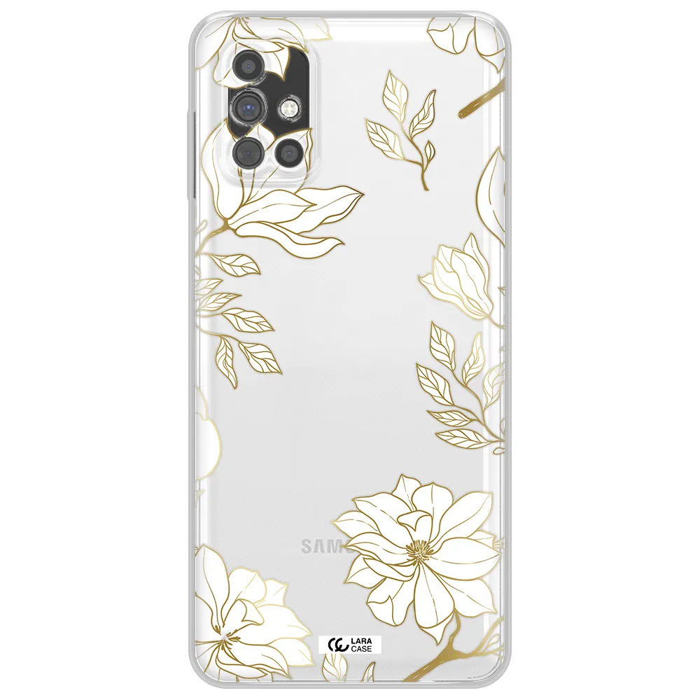 Golden And White Flower Samsung M51 Clear TPU Case