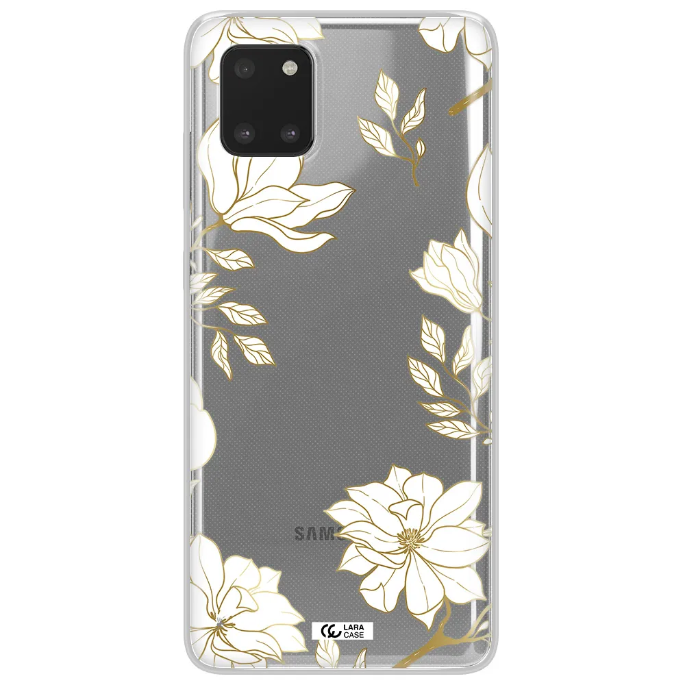 Golden And White Flower Samsung Note 10 Lite Clear TPU Case