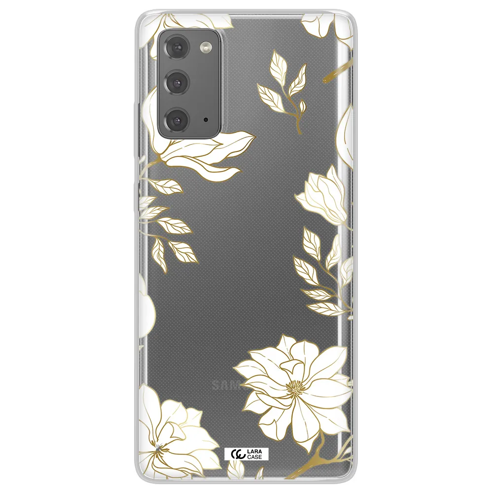 Golden And White Flower Samsung Note 20 Clear TPU Case