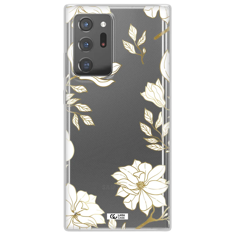 Golden And White Flower Samsung Note 20 Ultra Clear TPU Case