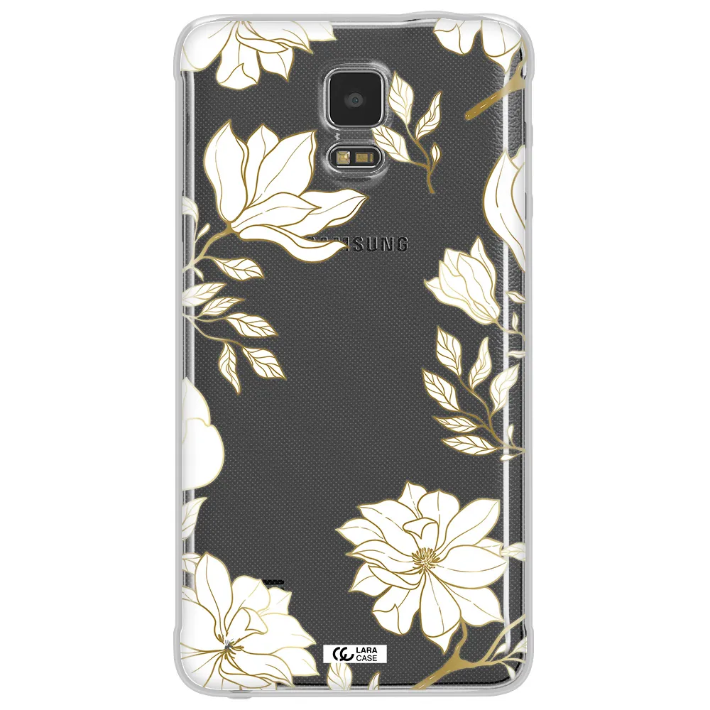 Golden And White Flower Samsung Note 4 Clear TPU Case