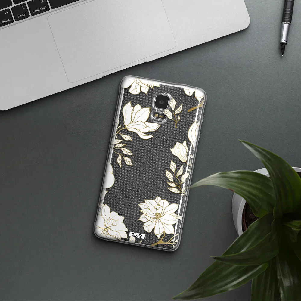 Golden And White Flower Samsung Note 4 Clear TPU Case