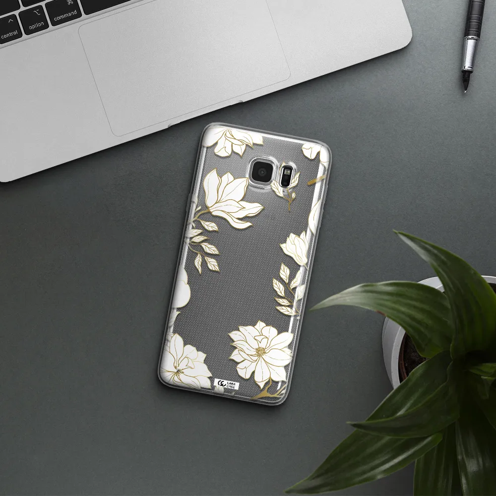Golden And White Flower Samsung Note 5 Clear TPU Case